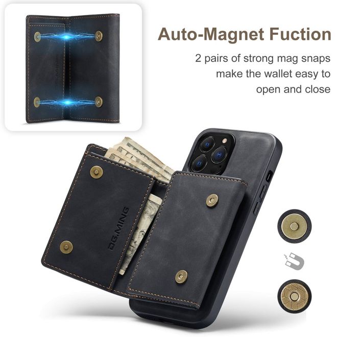 DG Ming - iPhone 14 Pro Max Hülle - Hardcase mit abnehmbarem Portemonnaie - M1 Series - schwarz