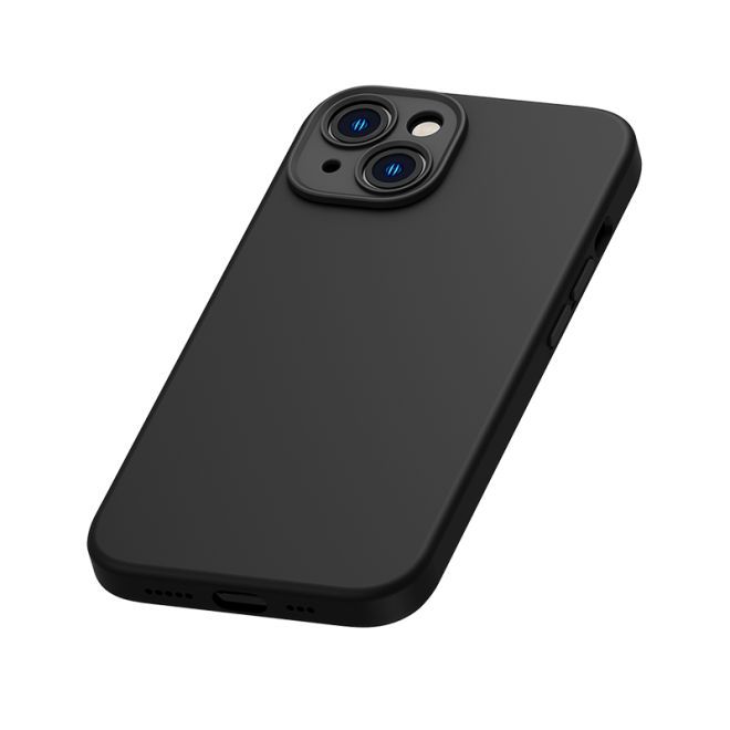 Baseus - iPhone 14 Plus Hülle inkl. Schutzglas - Silikon Case + Displayschutz - Liquid Silica Gel - schwarz