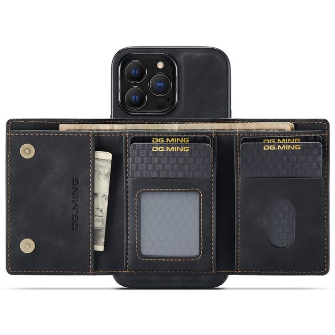 DG Ming - iPhone 14 Pro Hülle - Hardcase mit abnehmbarem Portemonnaie - M1 Series - schwarz