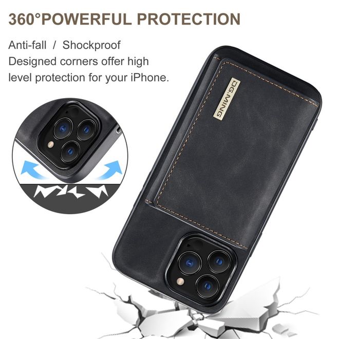 DG Ming - iPhone 14 Pro Hülle - Hardcase mit abnehmbarem Portemonnaie - M1 Series - schwarz