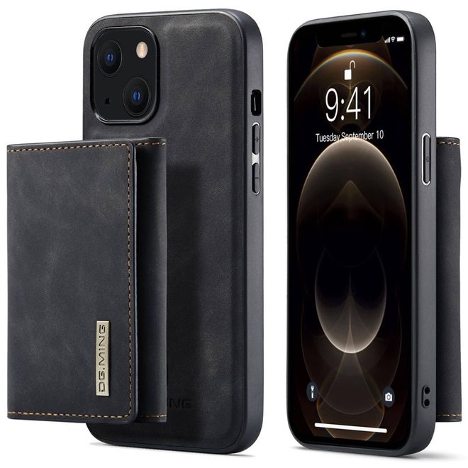 DG Ming - iPhone 14 Plus Hülle - Hardcase mit abnehmbarem Portemonnaie - M1 Series - schwarz