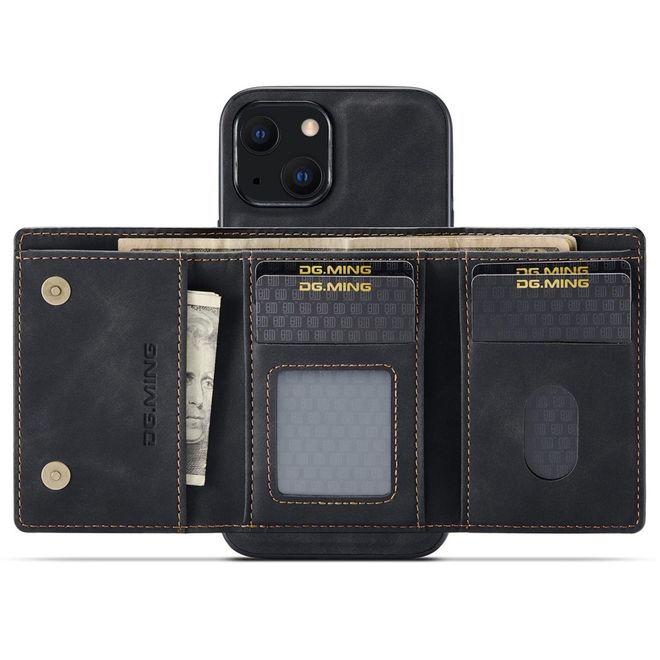 DG Ming - iPhone 14 Plus Hülle - Hardcase mit abnehmbarem Portemonnaie - M1 Series - schwarz