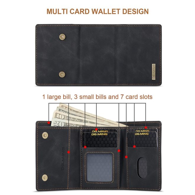 DG Ming - iPhone 14 Plus Hülle - Hardcase mit abnehmbarem Portemonnaie - M1 Series - schwarz