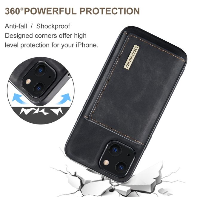 DG Ming - iPhone 14 Plus Hülle - Hardcase mit abnehmbarem Portemonnaie - M1 Series - schwarz