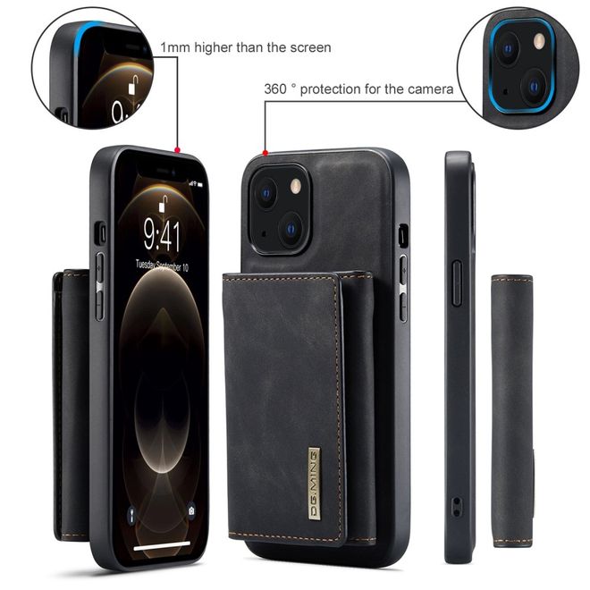 DG Ming - iPhone 14 Plus Hülle - Hardcase mit abnehmbarem Portemonnaie - M1 Series - schwarz