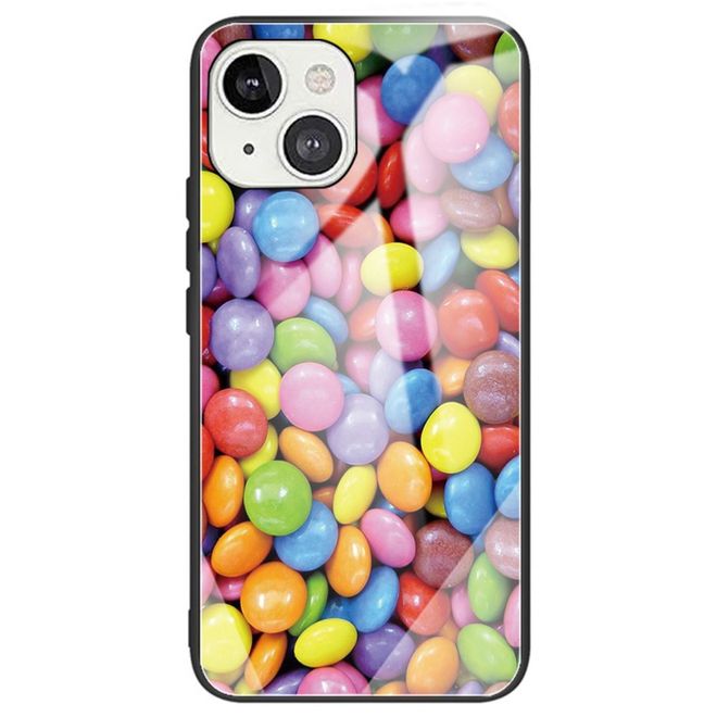 iPhone 14 Case - Tempered Glass Hardcase with Soft TPU Edges - Candys
