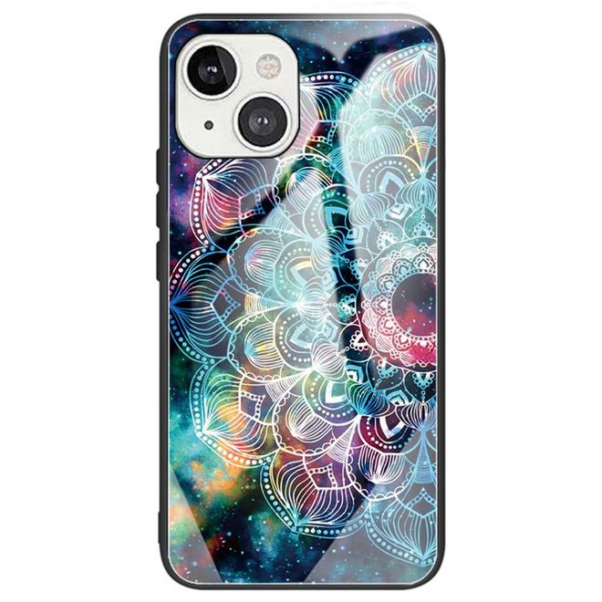 Coque pour iPhone 14 Plus - Verre trempé, bords souples en TPU - Mandala