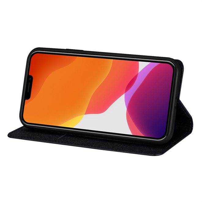 iPhone 14 Pro Hülle - Glitzerndes Leder Bookcover - Glitter Sequins Stand Series - schwarz