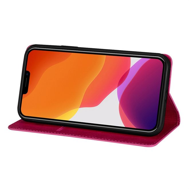 iPhone 14 Pro Hülle - Glitzerndes Leder Bookcover - Glitter Sequins Stand Series - pink