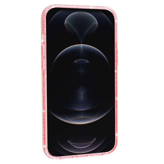 iPhone 14 Case - Hybrid Hardcase with TPU Edge - Glittery Powder Soft TPU Series - Pink