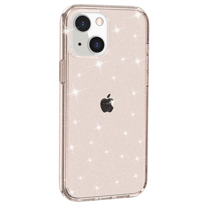 iPhone 14 Case - Hybrid Hardcase with TPU Edge - Glittery Powder Soft TPU Series - Gold