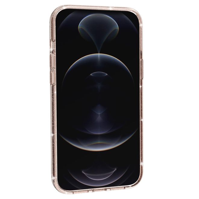 iPhone 14 Plus Case - Hybrid Hardcase with TPU Edge - Glittery Powder Soft TPU Series - Gold