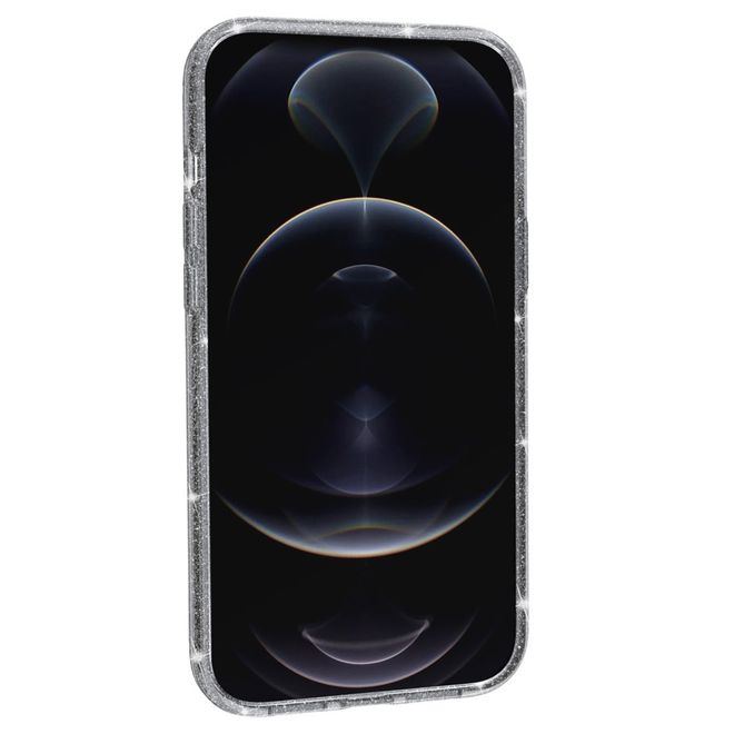 iPhone 14 Plus Case - Hybrid Hardcase with TPU Edge - Glittery Powder Soft TPU Series - Grey