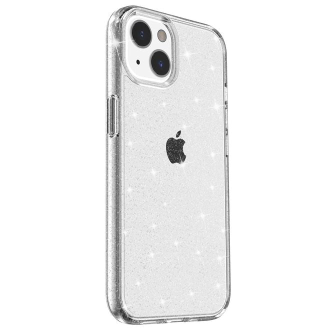 iPhone 14 Plus Hülle - Hybrid Hardcase mit TPU Rand - Glittery Powder Soft TPU Series - weiss