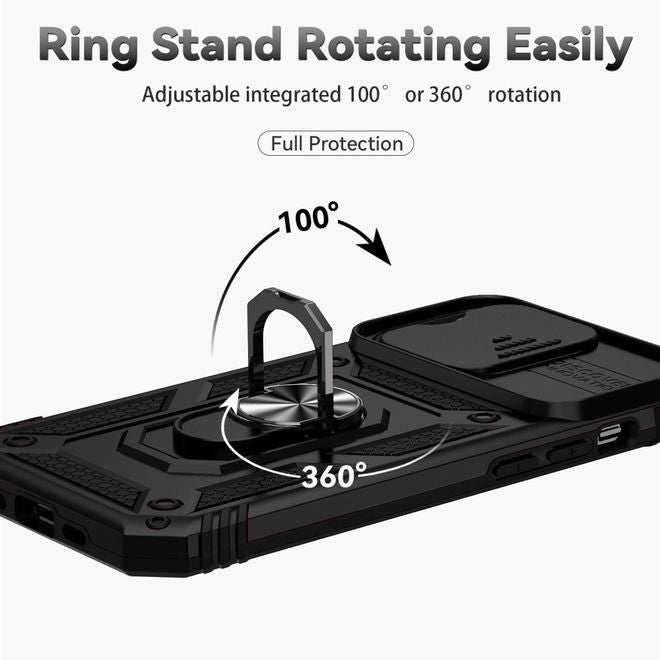 iPhone 14 Pro Max Phone Case - Robust Hard Case with Kickstand - Kickstand Slide Cam Series - Black