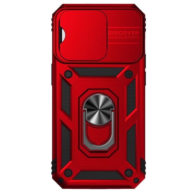 iPhone 14 Pro Handy Hülle - Robustes Hardcase mit Kickstand - Kickstand Slide Cam Series - rot