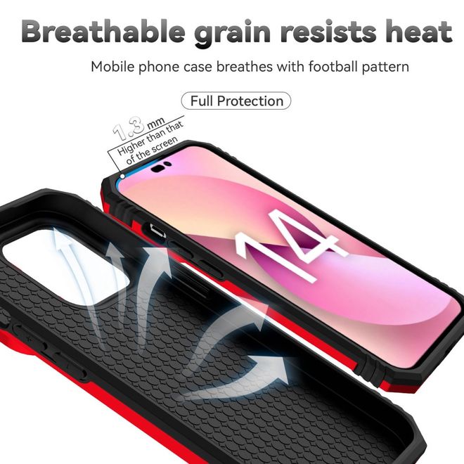 iPhone 14 Pro Handy Hülle - Robustes Hardcase mit Kickstand - Kickstand Slide Cam Series - rot