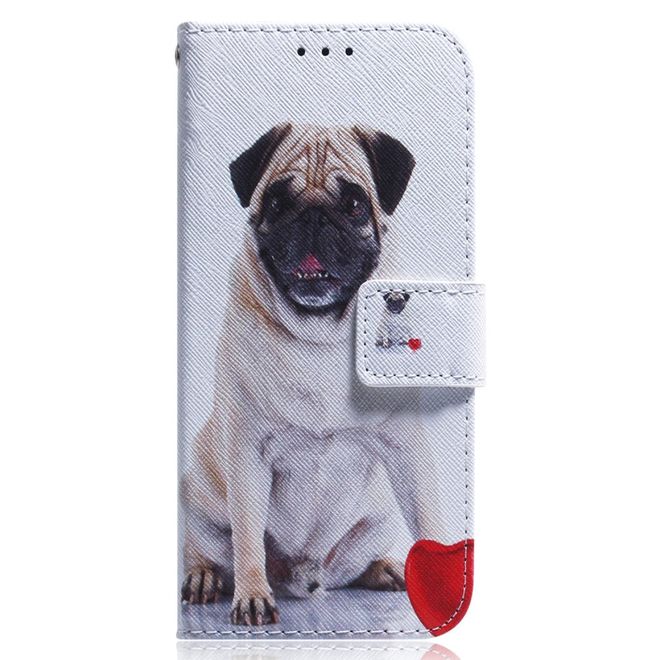 iPhone 14 Phone Case - Leather Bookcover Image Series - Dog and Heart