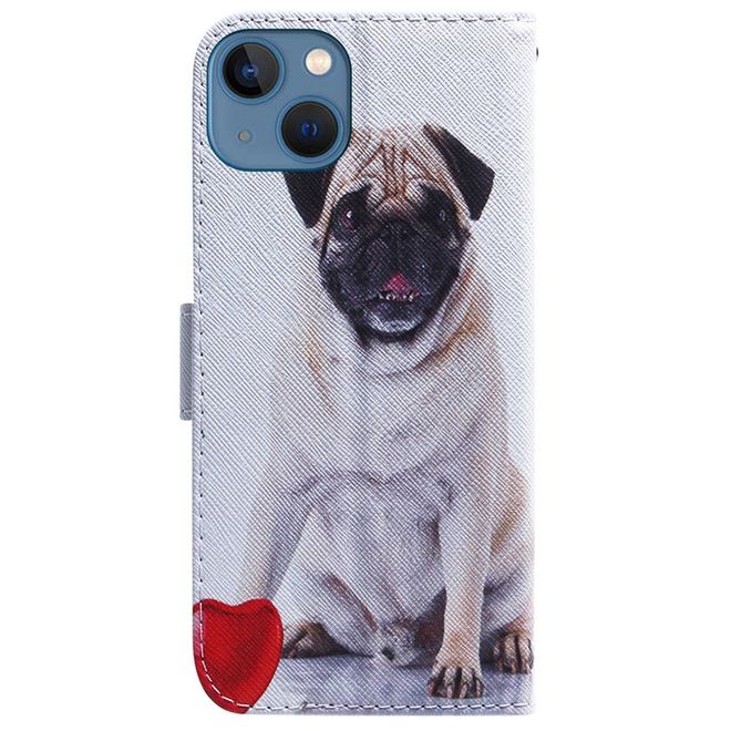 iPhone 14 Phone Case - Leather Bookcover Image Series - Dog and Heart