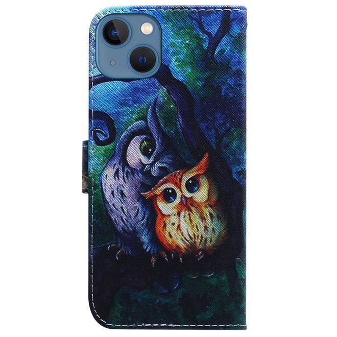 Étui pour iPhone 14 Plus - Collection Couverture Livre en Cuir - Hiboux Noirs