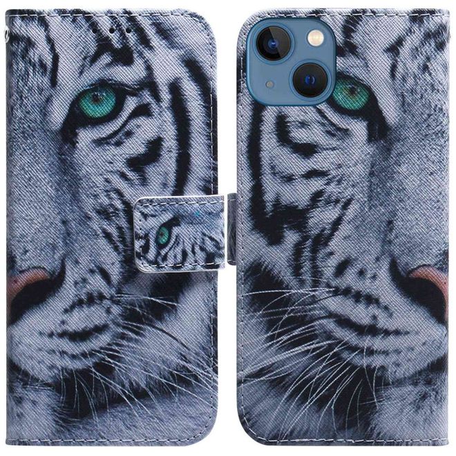 Étui pour iPhone 14 Plus - Collection Couverture Livre en Cuir - Tigre