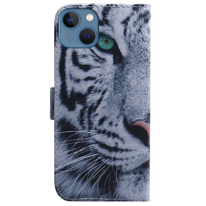 Étui pour iPhone 14 Plus - Collection Couverture Livre en Cuir - Tigre
