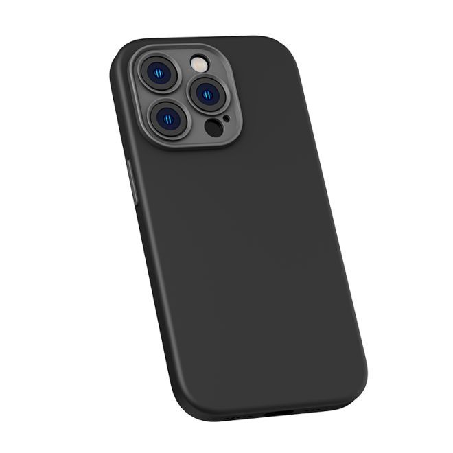 Baseus - iPhone 14 Pro Max Hülle inkl. Schutzglas - Silikon Case + Displayschutz - Liquid Silica Gel - schwarz