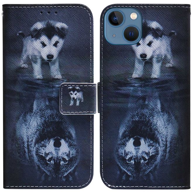 iPhone 14 Plus Phone Case - Leather Bookcover Image Series - Baby Wolf