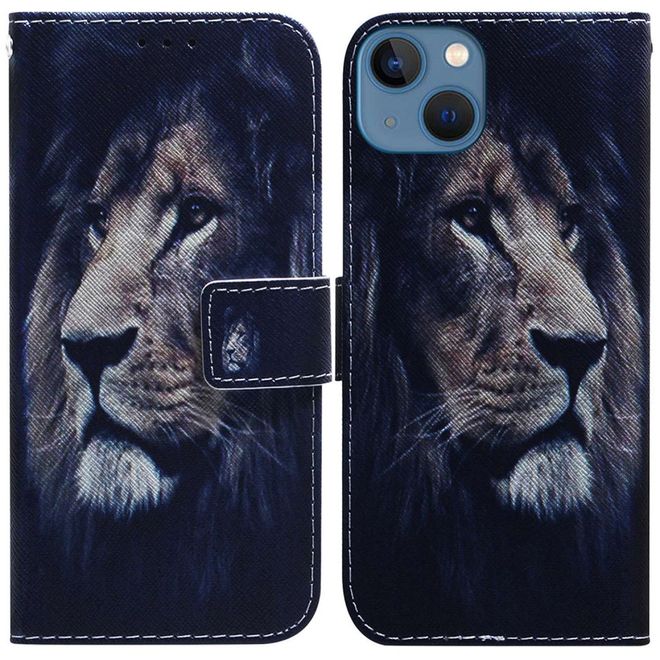 Étui pour iPhone 14 Plus - Collection Couverture Livre en Cuir - Lion