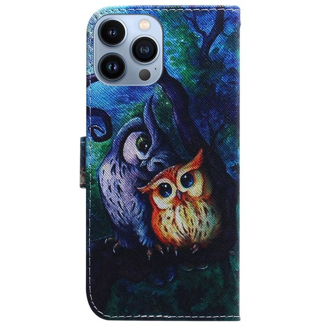 iPhone 14 Pro Max Handy Hülle - Leder Bookcover Image Series - düstere Eulen