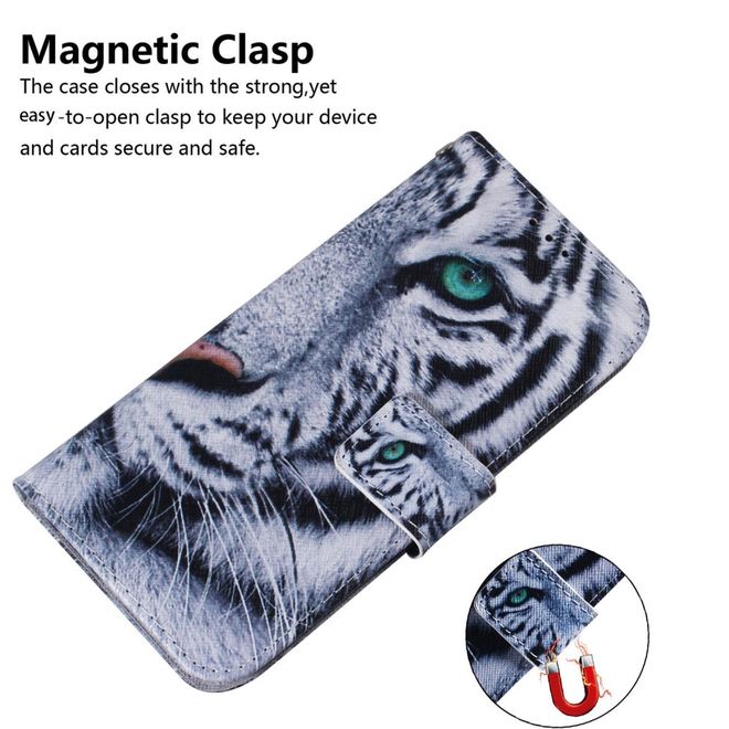 iPhone 14 Pro Max Handy Hülle - Leder Bookcover Image Series - Tiger