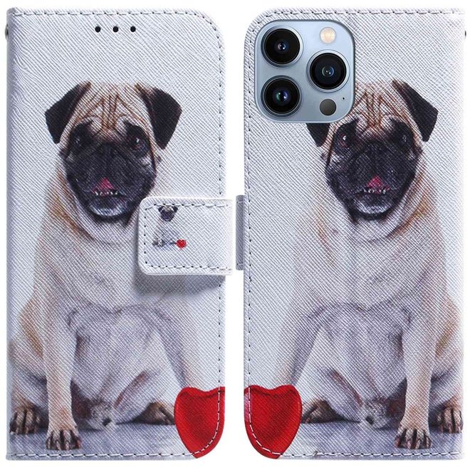iPhone 14 Pro Max Phone Case - Leather Book Cover Image Series - Dog and Heart