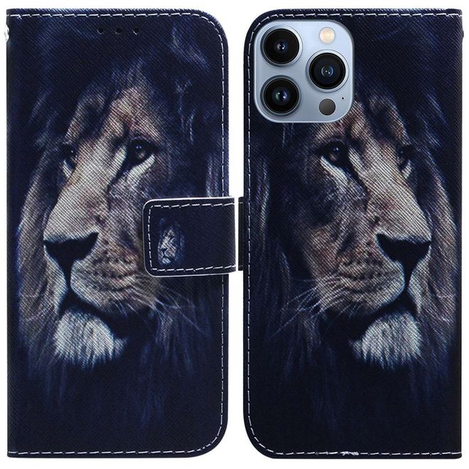 iPhone 14 Pro Max Handy Hülle - Leder Bookcover Image Series - Löwe