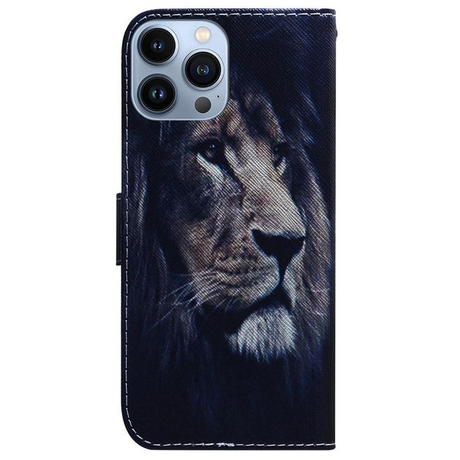 iPhone 14 Pro Max Handy Hülle - Leder Bookcover Image Series - Löwe