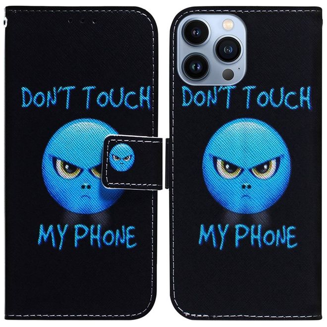 iPhone 14 Pro Max Phone Case - Leather Book Cover Image Series - Angry Smiley