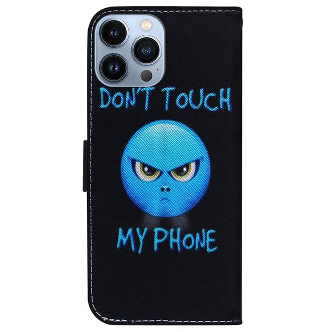 iPhone 14 Pro Max Phone Case - Leather Book Cover Image Series - Angry Smiley