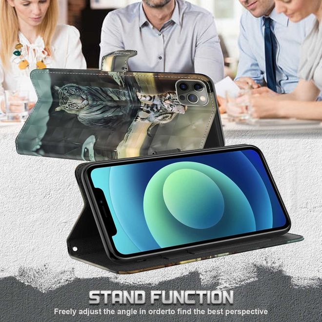 Étui pour iPhone 14 Plus - Collection Couverture Livre en Cuir - Chat et Tigre