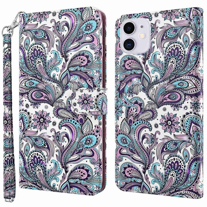 iPhone 14 Phone Case - Leather Bookcover Image Series - Purple Pattern
