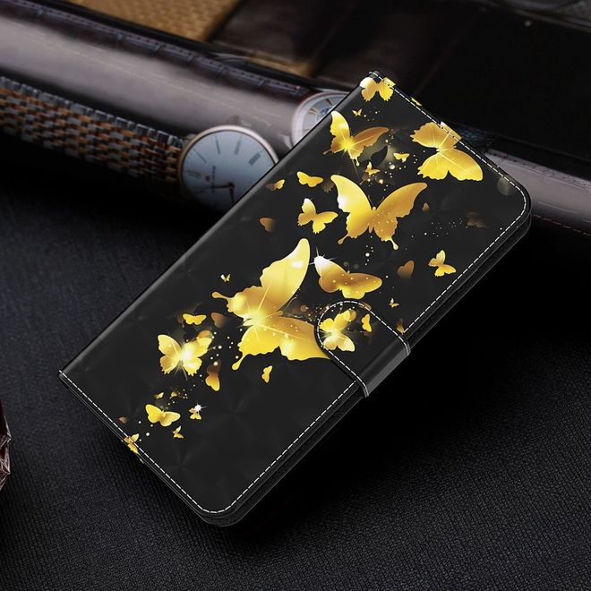iPhone 14 Pro Max Phone Case - Leather Book Cover Image Series - Golden Butterfly