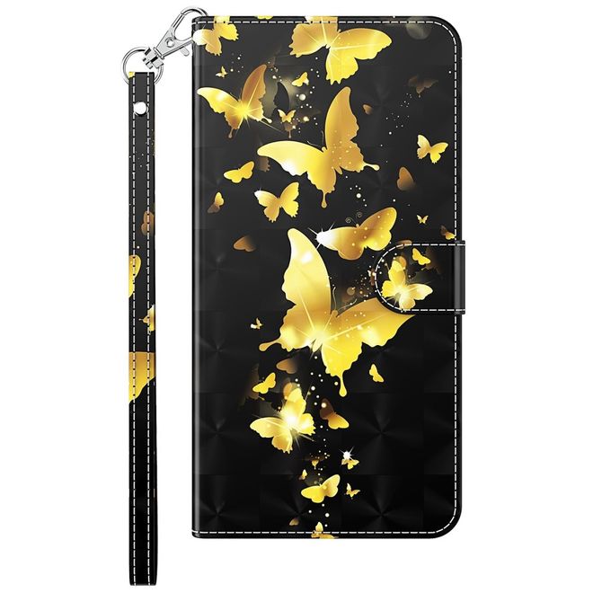 iPhone 14 Pro Max Phone Case - Leather Book Cover Image Series - Golden Butterfly