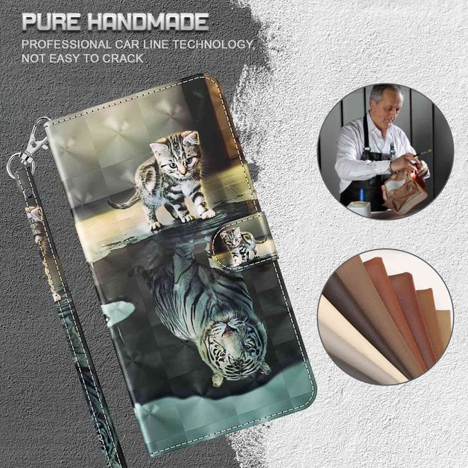 iPhone 14 Pro Max Handy Hülle - Leder Bookcover Image Series - Katze und Tiger