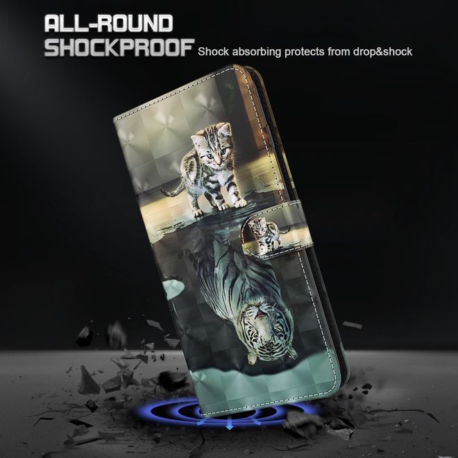 iPhone 14 Pro Max Handy Hülle - Leder Bookcover Image Series - Katze und Tiger