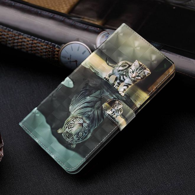 iPhone 14 Pro Max Handy Hülle - Leder Bookcover Image Series - Katze und Tiger