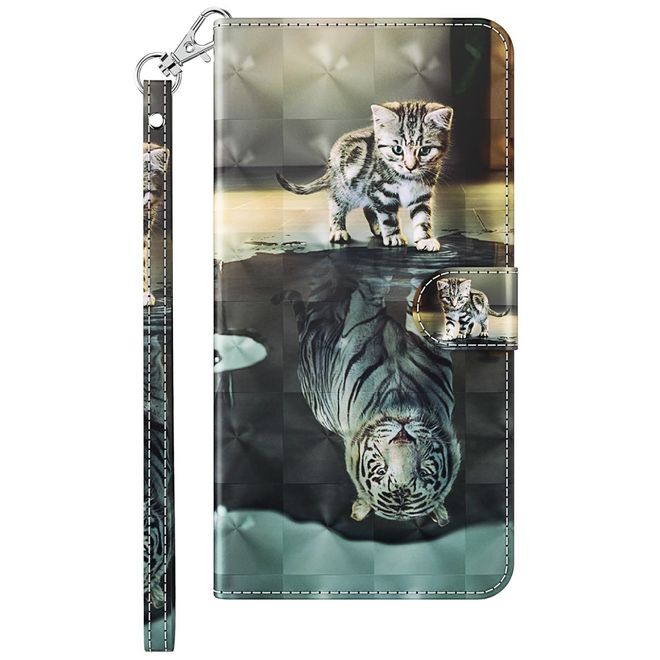 iPhone 14 Pro Max Handy Hülle - Leder Bookcover Image Series - Katze und Tiger