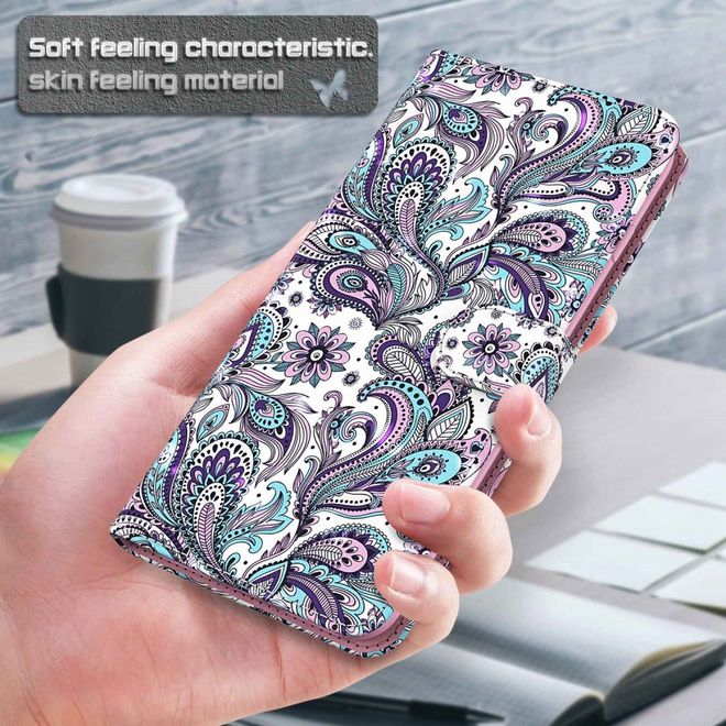 iPhone 14 Pro Max Phone Case - Leather Book Cover Image Series - Purple Pattern