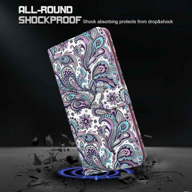 iPhone 14 Pro Max Phone Case - Leather Book Cover Image Series - Purple Pattern