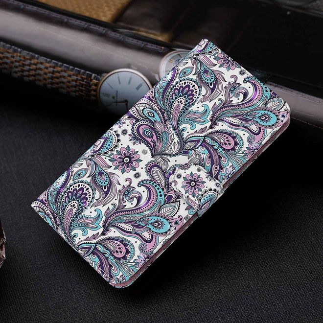iPhone 14 Pro Max Phone Case - Leather Book Cover Image Series - Purple Pattern