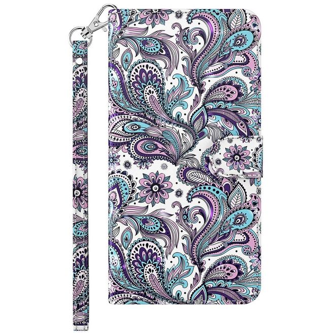iPhone 14 Pro Max Phone Case - Leather Book Cover Image Series - Purple Pattern