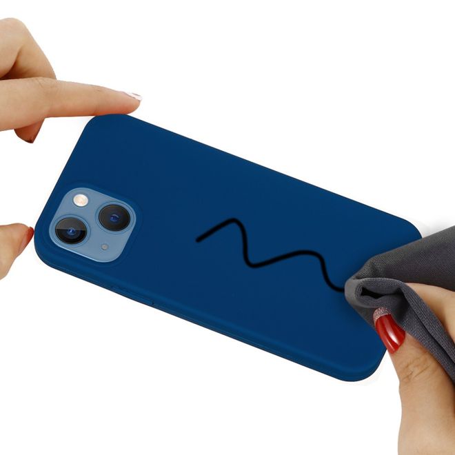 Coque pour iPhone 14 Plus - Souple - Silicone liquide - Bleu foncé