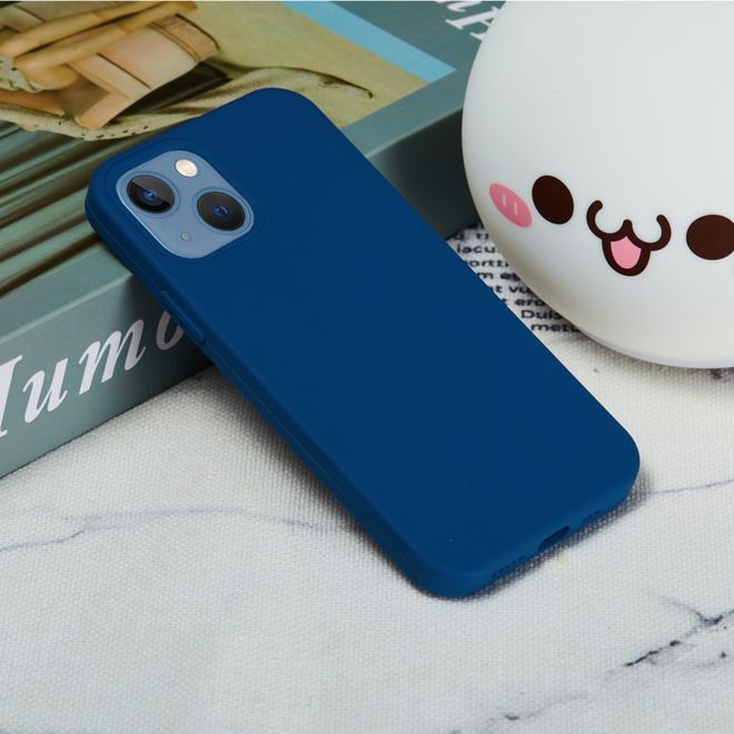 Coque pour iPhone 14 Plus - Souple - Silicone liquide - Bleu foncé